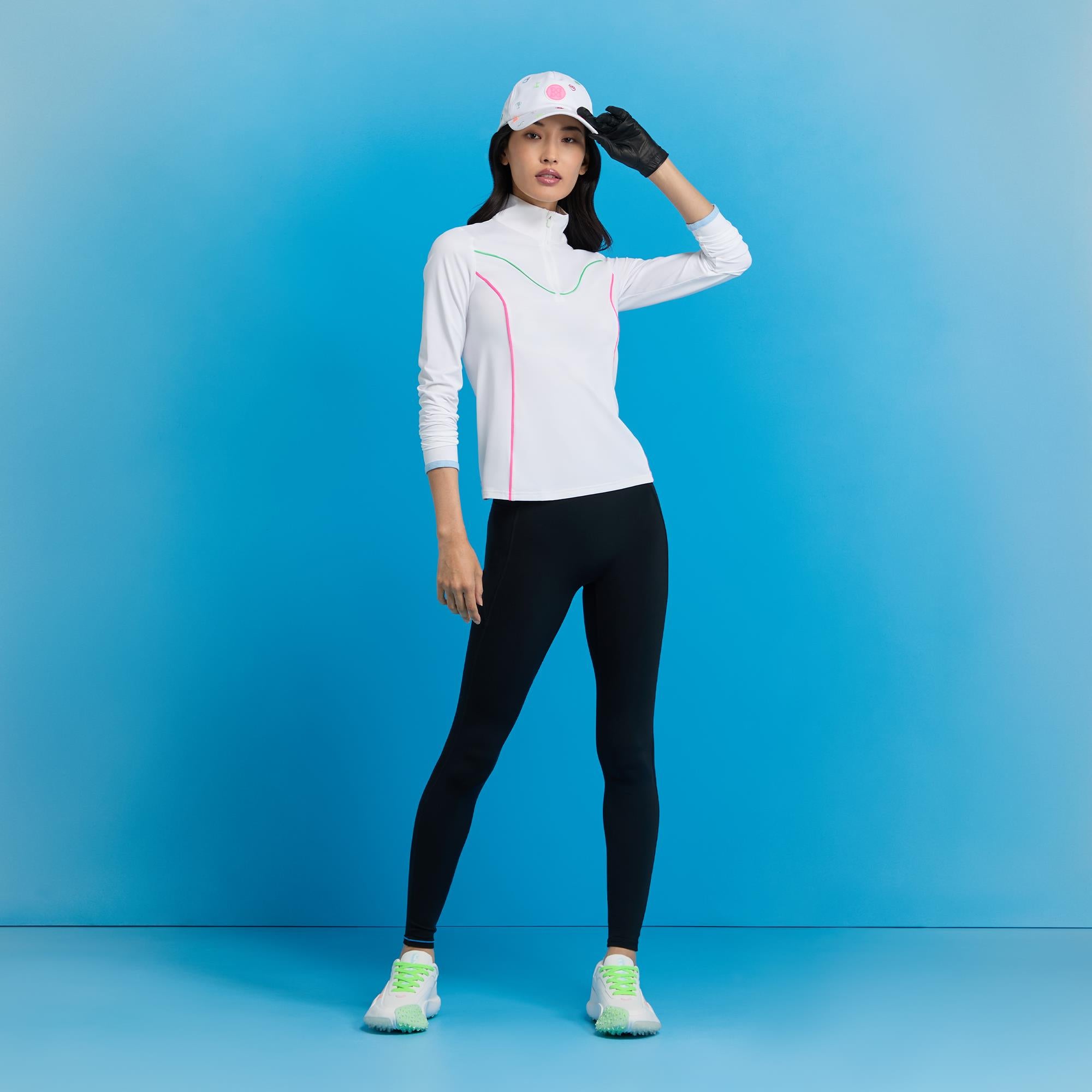 G/FORE Stretch Nylon Interlock Tipped Ladies Golf Mid Layer Snow